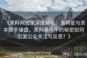 《黑料网独家深度解析：当明星与资本联手操盘，黑料事件中的秘密如何引发公众关注与反思？》