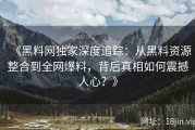 《黑料网独家深度追踪：从黑料资源整合到全网爆料，背后真相如何震撼人心？》