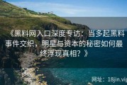 《黑料网入口深度专访：当多起黑料事件交织，明星与资本的秘密如何最终浮现真相？》