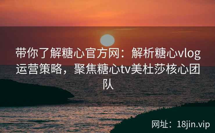 带你了解糖心官方网：解析糖心vlog运营策略，聚焦糖心tv美杜莎核心团队